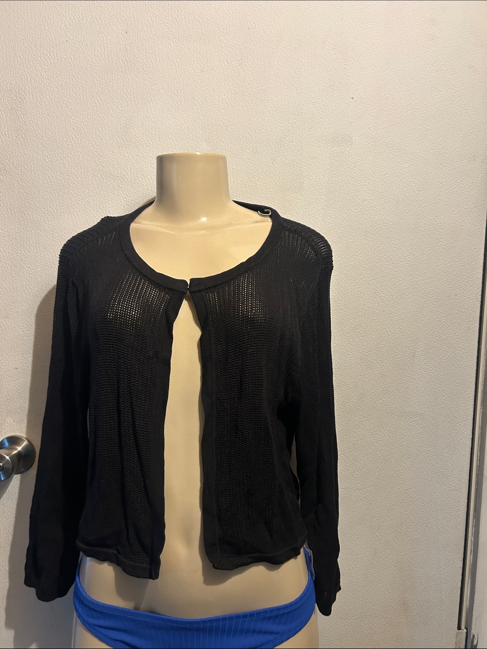 Talbots Black Lightweight Open Knit Cardigan
